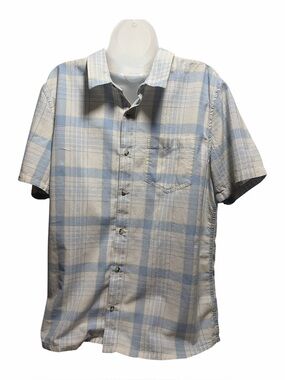 Toad and Co Men’s Airscape Short Sleeve Button Down Blue Plaid Size Large